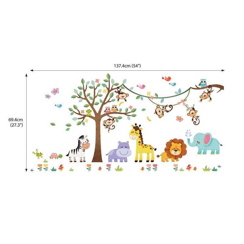 DECOWALL Forest Animals and Trees Wall Sticker Decor Kindergarten Nursery