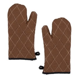 Chef Approved 17" Oven Mitts | One Pair Ambidextrous Pot Holder Hot Plate Gloves with Hanging Loop for Restaurant Kitchen Bakery | 400ºF Heat Resistant, .4" W x 17" H, Flame Retardant Cotton, Brown
