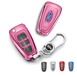 Car Key Protective Cover for Ford,TPU Car Key Case with Fob, fit to Ford Fiesta/Focus/Mondeo.etc- Pink