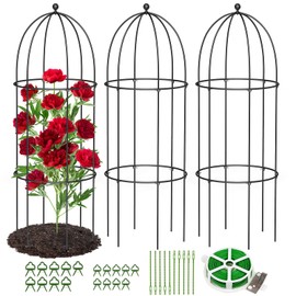 DoCred 3 Pack Metal Plant Cage Support, 31.5" H Peony Support Tomato Cage Garden Obelisk Trellis Supports Tower Obelisk Garden Trellis for Clematis Vine Jasmine Outdoor Indoor