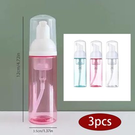 TSUOUKL 3er-Pack Mini Schaumpumpflaschen, 60 ml/2 oz - Nachfüllbare Pumpbehälter aus Kunststoff für Gesichtsreinigung, Wimpernshampoo und Reise, Praktisch und Durchsichtig