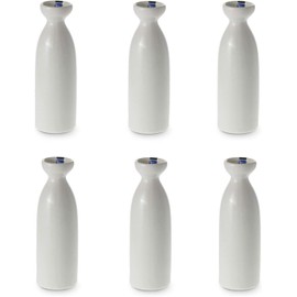 JapanBargain 2722x6, Pack of 6 Porcelain Sake Bottle Sake Carafe Japanese Wine Decanter Dishwasher and Microwave Safe, 7.5 ounce, White