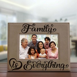 KATE POSH Family is Everything Engraved Leather Picture Frame (5x7-Horizontal)