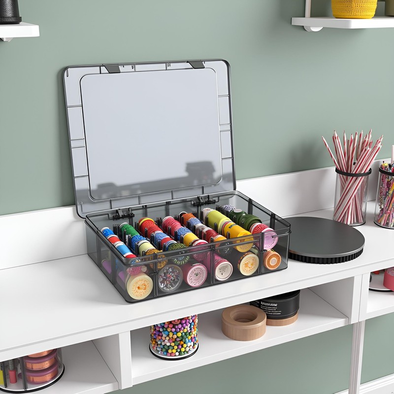 SRNYJAO Plastic Organizer Box, 12 Grids Clear Bead Organizer Compartment