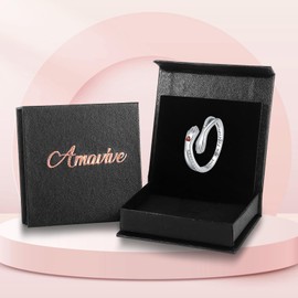 Amavive Hug Rings for Women Birthstone Hug Rings 925 Sterling Silver Adjustable Hand Ring Open Jewelry Daughter Gifts From Mom Mother Teens Mother's Day, January