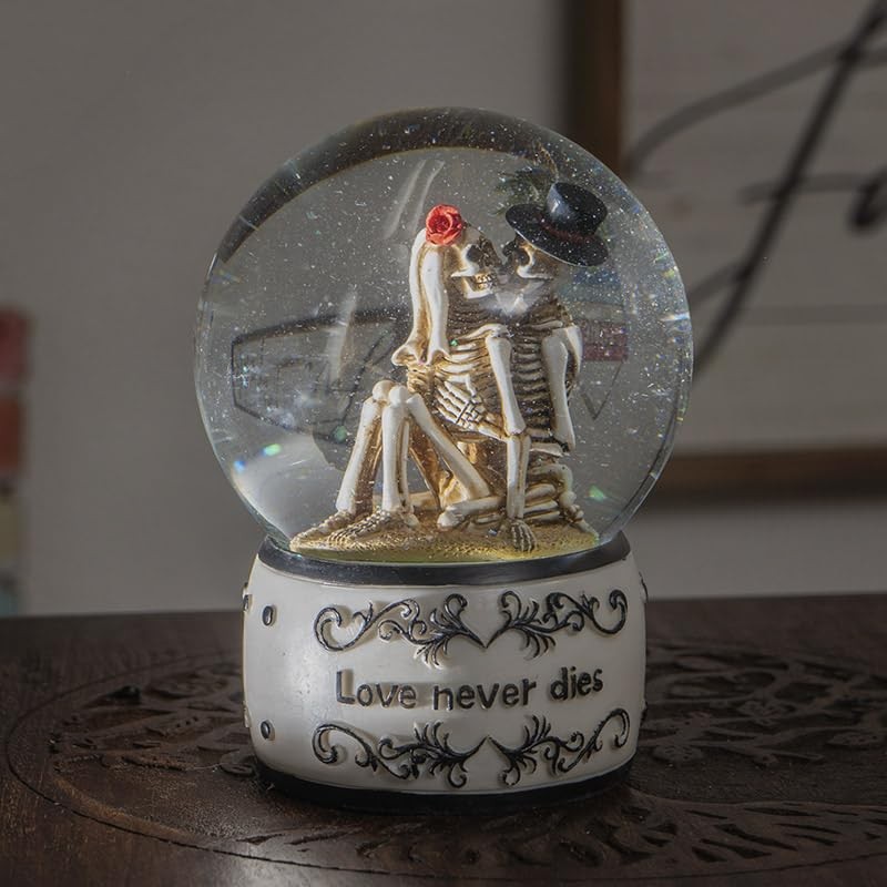 Romantic Skeleton Bride and Groom Snow Globe 13.5 cm -