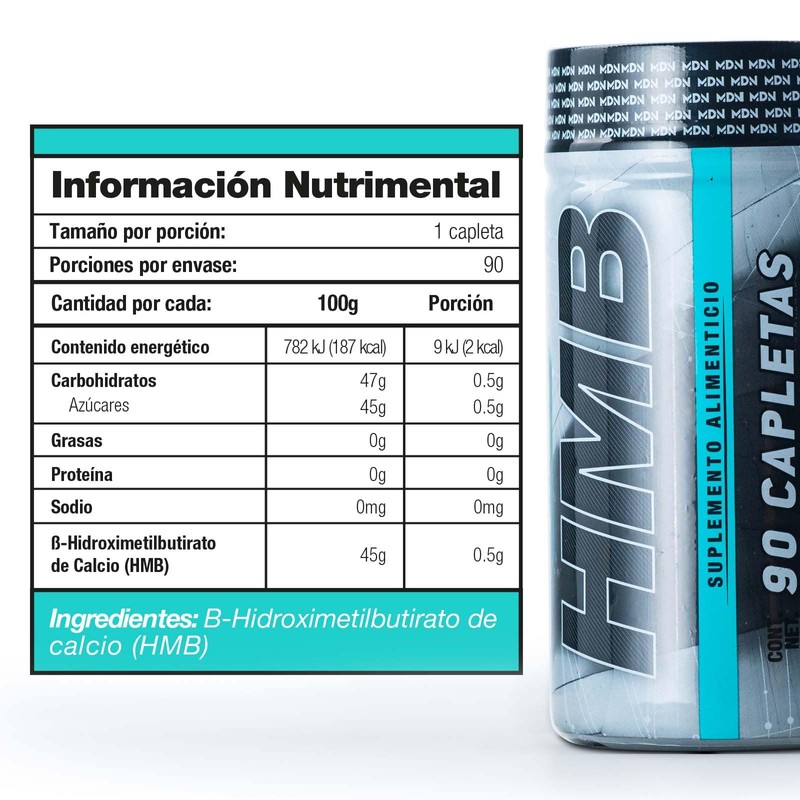 HMB, Mdn Sports, 90 Capletas, Masticables, Sabor Piña