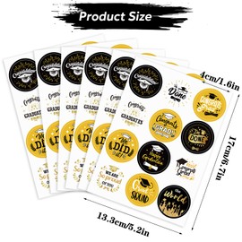 120 Pieces 2025 Graduation Stickers, Black Gold Graduation Stickers - Grad Gift Tags Sticker for Envelopes Candy Decorations for Envelope Seal, 2025 Grad Party Supplies