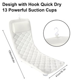 Petyoung Full Body Bath Pillow, Non-slip Bath Mat for Tub, Machine Washable Bath Cushion with Suction Cups, Bathtub Mat for Neck Back And Tailbone Support