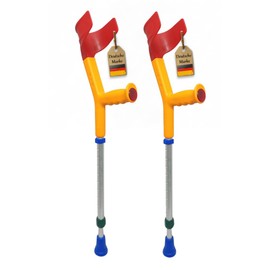 2 x FabaCare Crutch for Children, Forearm Crutch, Walking Aid, Height Adjustable, Lightweight Crutch, Children's Crutch up to 100 kg, Yellow, Multicoloured