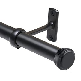 Curtain Rods, 1 Inch Curtain Rods for Windows 28 to 48, Black Curtain Rod, Hanging Curtain Rod with Brackets, Outdoor Curtain Rod, Telescope Curtain Rod, Rustic Curtain Rod, Curtain Rod Set, 28"-48"