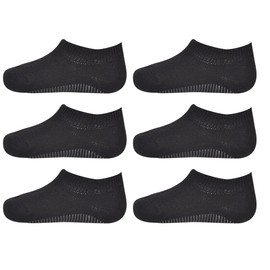 Marchare Baby No Show Socks Cotton Low Cut Non-Slip Socks for Girls Boys Infant Toddler Value Pack Non-Slip Bottom Black 6 pairs 6-12 months