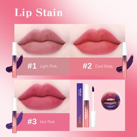 BANGFENG 3Pcs Peel-Off Lip Tint Set - Tattoo Lip Stain Kit in 3 Vibrant Colors, Long-Lasting Matte Finish, Moisturizing Peel-Off Lip Mask, Waterproof & Smudge-Proof, 24H Color Hold (3PCS, 3)
