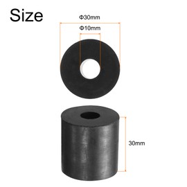 QUARKZMAN Pack of 12 Rubber Washers Rubber Spacer 30 mm Outer Diameter 10 mm Inner Diameter 30 mm Thick Rubber Spacer Round Spacer Sleeves for Home Car Accessories Black