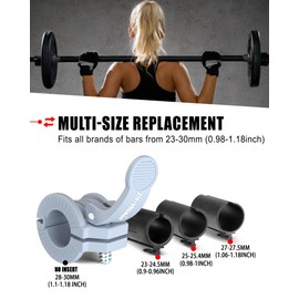 ZY-HUAN Pro Barbell Clips 1 inch Barbell Clamps 0.9-1.18inch Quick Release Weight Clips for Bars Multi-Size Adjustable Olympic Barbell Clamps (Gray)