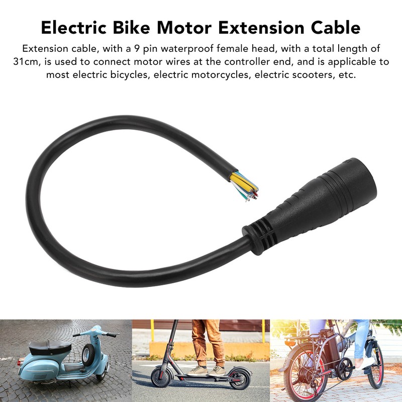 Electric Bike Motor Convert Extension Cable 9 Pin 31cm Conversion