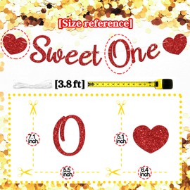 Sweet One Banner, Valentine's Day Themed First Birthday Sign for Boy Girl, Sweetheart Baby 1st Birthday Gender Reveal Party Decorations Supplies