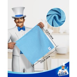 MR.SIGA Microfiber Cleaning Cloth, All-Purpose Microfiber Towels, Streak Free Cleaning Rags, Pack of 15, Sky Blue, Size 30 x 30 cm(11.8 x 11.8 inch)