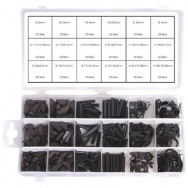 460 Spring Wedge Assortment Hollow Cotter Pin Assortment E-Clips Assortment Seeger Ring Snap Ring Assortment for Workshop or Garage (in Storage Box/Assortment Box)