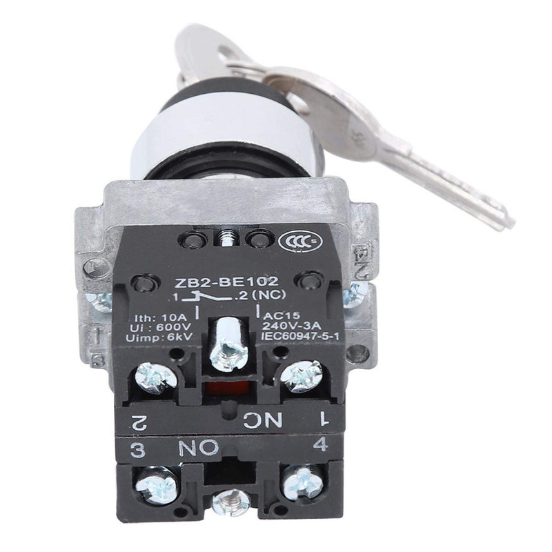 2 Position Key Switch ZB2-BE101 Self-Resetting Power Locking Conversion Twist