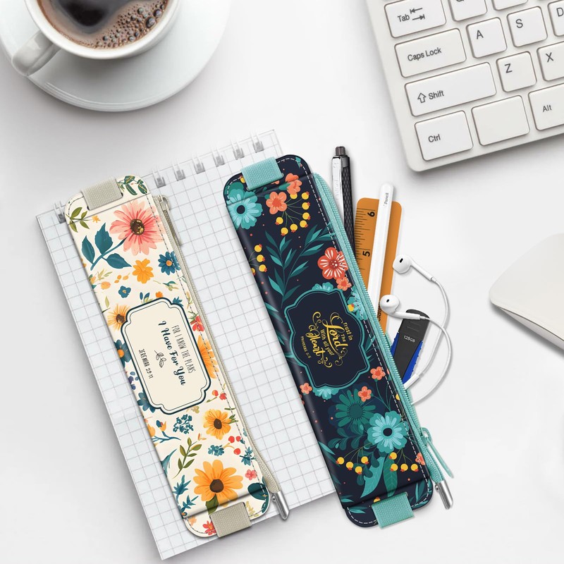 FINPAC 2-Pack Elastic Pen Holder for Notebook, Leather Pen Holder