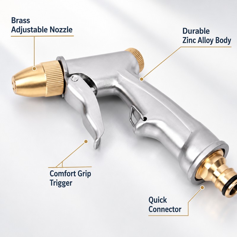 High Pressure Metal Brass Garden Hose Spray Gun for Car