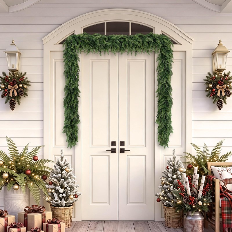 9FT Christmas Cedar Garland Artificial Greenery Indoor Outdoor Decoration