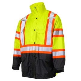 JORESTECH Safety Rain Set with Work Jacket and Safety Pants: ANSI Compliant, Waterproof, X-Back Reflective Design