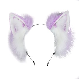 VIGVAN Animal Cosplay Ears Fox Cat Ears Chain Punk Cross Cat Ears Headbands (Purple)