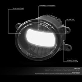DNA MOTORING FL-ZTL-308-CH Projector LED Fog Light Driver & Passenger Side [Compatible with 11-13 CT200h / 11-14 IS250 IS350 / 13-15 GS350]