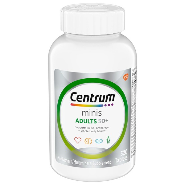 Centrum Minis Silver Multivitamin for Adults 5 Plus, Multimineral Supplement, Vitamin D3, B-Vitamins, Gluten Free, Non-GMO Ingredients, Supports Memory and Cognition in Older Adults - 32 Ct