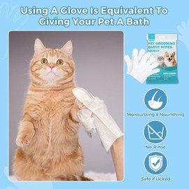 Vannon Pet Bathing Wipes for Dogs & Cats, Cleaning & Deodorizing Grooming Gloves, Nourish Fur Glove Wipes for Daily Care and Traveling, Rinse Free，2 Pack, 12 PCS
