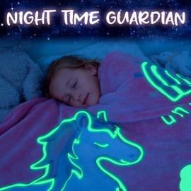 Unicorn Blanket - Glow in The Dark Blanket for Girls - Fluffy Pink Unicorn Throw Blanket, Plush Blanket Kids - Unicorn Bedding, Unicorn Gifts for Girls, Unicorn Toys, Blankets for Girls 50" x 60"