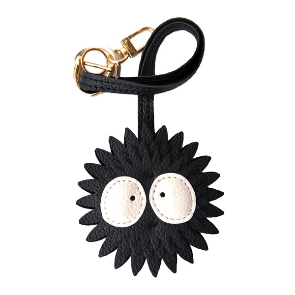 OMELUMO Elegant Black Leather Bag Charm,Soot Sprite Keychain & Charm,Stylish