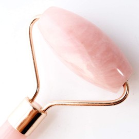 Gold Stone Rose Quartz Face Roller, Double Head, Massage, Natural Stone, Power Stone, Cool, Rolling