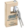 Draper 64201 Expert 63Mm Quality Close Shackle Solid Brass Padlock & 2 Keys With Hardened Steel Shackle