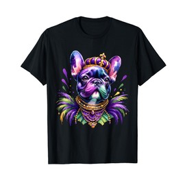 French Bulldog Owners with Mardi Gras Watercolor Dog Lovers Men Women Kids T-Shirt