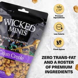 Wicked Minis Soup & Oyster Crackers - Saltine Crackers Salted Flavored Mini Puffed Soup Crackers, Savory Snacking Mix, Seasoned Croutons Salad Toppers, Crackers for Chili 6oz (Cajun Creole, Pack of 3)