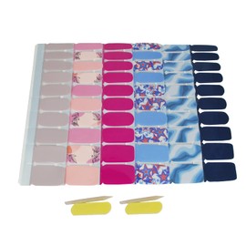 Full Nail Stickers Press on 6 Sheets 120 Nail Polish Wraps Self-Adhesive for Women Girls (D)