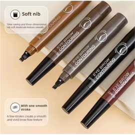 NOMPAT PACK OF 5 Microblading Eyebrow Pencil, Waterproof Magic Eyebrow Pen, 4 Tipped Precise Brow Pencil, Long-lasting Natural Makeup Fine Stroke Eye Brow Pencil