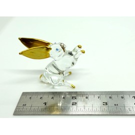 Sansukjai Rabbit Bunny Miniature Figurines Animals Hand Blown Glass Art Collectible Gift Home Decorate (Clear Gold)