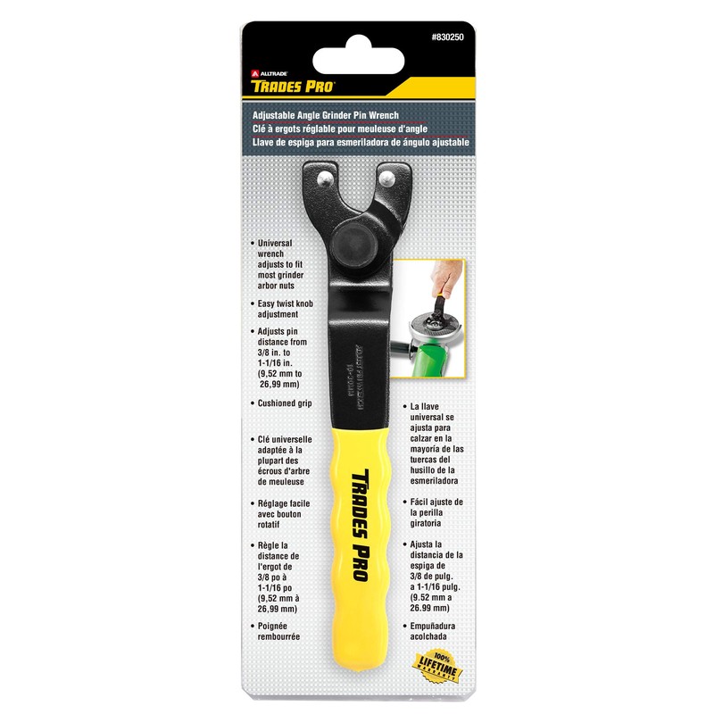 Tradespro Adjustable Angle Grinder Pin Wrench – Fits 3/8" to