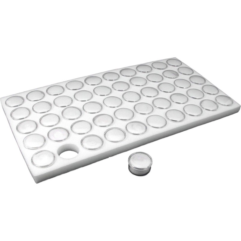 Glass Top Jewelry Display Case Box White 50 Gem Jars