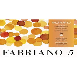 Fabriano Honsell 19100258 - Fabriano "Disegno 5" hochwertiger Bütten - Aquarellkarton, naturweiß, Feinkorn, 300 g/m², 23 x 21 cm, 20 Blatt, Block 4 seitig geleimt, chlor- und säurefrei