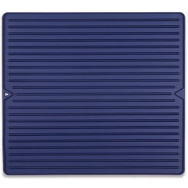 Amyandone Dish Drying Mat, 16" x 18" Silicone Drying Mat for Kitchen Counter, Large & Thicker Silicone Dish Drying Pad with Raised Edges for Countertop, Multi-Purpose & Heat Resistant