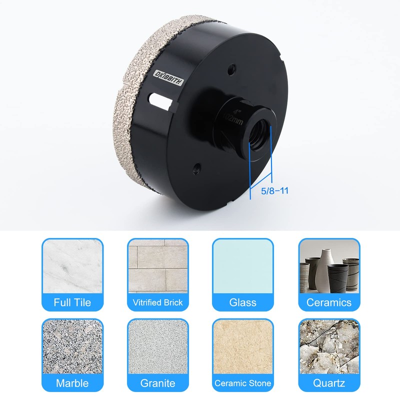 DKIBBITH 4 inch Diamond Hole Saw, 102mm Hole Saw for