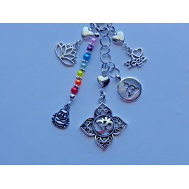 Handmade OM OHM CHAKRA BUDDHA YOGA LOVE YOU KEY CHAIN PURSE CLIP BAG CHARM BACKPACK FOB