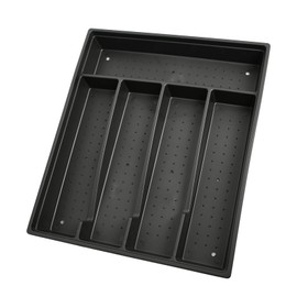 Husalsea 5 Compartments Cutlery Tray for Drawers 34 cm, Plastic Cutlery Organiser, Cutlery Organiser, Easy to Store Cutlery Tray Small, Cutlery Organiser Drawer (Black)