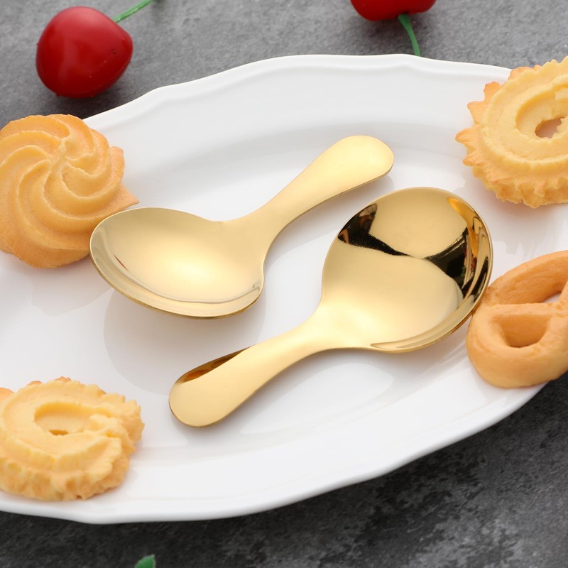 7PCS Gold Short Handle Spoons, Mini Gold Spoons, Mini Scoops