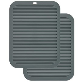 Silicone Trivets for Pots and Pans, Silicone Hot Pads, Silicone Hot Mats, Heat Resistant Trivet Set of 2, Silicone Pot Holder, Counter Top Protector Mat, Rectangular Color Gray